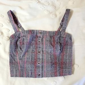 Hollister Crop Top, size XS, colors red, gray, white, and black